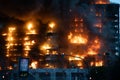 Dramatic fire of a 14-story residential building in the city of Valencia of enormous magnitude