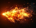 Dramatic Fireball Explosion Against a Dark Background with Flying Embers Royalty Free Stock Photo