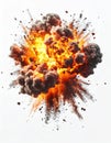 Dramatic Fireball Explosion with Dense Smoke Clouds on Clean White Background Royalty Free Stock Photo