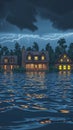 Dramatic flooding wreaks havoc on homes amid relentless storm Royalty Free Stock Photo