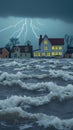 Dramatic flooding wreaks havoc on homes amid relentless storm Royalty Free Stock Photo