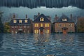 Dramatic flooding wreaks havoc on homes amid relentless storm Royalty Free Stock Photo