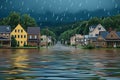 Dramatic flooding wreaks havoc on homes amid relentless storm Royalty Free Stock Photo