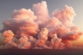 Dramatic fluffy clouds at sunset, beautifully illuminated by the golden light of the setting sun Royalty Free Stock Photo