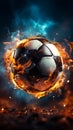 Dramatic focus, net ripples, soccer ball celebrates goal in electrifying stadium