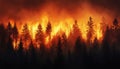 Dramatic Forest Fire Panorama Royalty Free Stock Photo