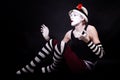 Dramatic funny mime in white hat Royalty Free Stock Photo