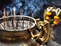 Dramatic golden dragon incense burner.