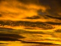 Dramatic golden sky with illuminated clouds at evening sunset time Royalty Free Stock Photo
