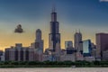 Dramatic Golden Sunset behind the City of Chicago Skyline Royalty Free Stock Photo