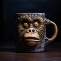 Dramatic Gorilla Face Coffee Mug With Gold Stroke Monkey Head Royalty Free Stock Photo