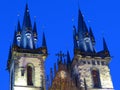 Dramatic gothic cathedral over the night sky, Prague, Czech republic