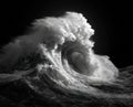 Dramatic Ocean Wave in Black and White Royalty Free Stock Photo