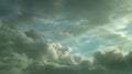 Dramatic green sky with sunlit clouds. AI image Royalty Free Stock Photo