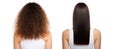 The Dramatic Hair Transformation from Curly to Sleek and Straight AI generated image Royalty Free Stock Photo