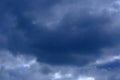 dramatic high deep blue sky with fluffy clouds, cloudscape in stormy weather, overcast day atmosphere before the storm Royalty Free Stock Photo