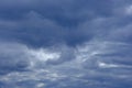 Dramatic high deep blue sky with fluffy clouds Royalty Free Stock Photo