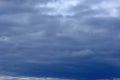 Dramatic high deep blue sky with fluffy clouds Royalty Free Stock Photo