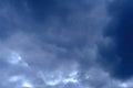 Dramatic high deep blue sky with fluffy clouds Royalty Free Stock Photo