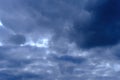 Dramatic high deep blue sky with fluffy clouds Royalty Free Stock Photo