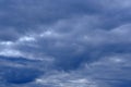 Dramatic high deep blue sky with fluffy clouds, cloudscape in stormy weather, overcast day atmosphere before the storm Royalty Free Stock Photo