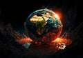 dramatic illustration about destruction of planet earth