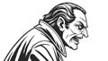 Villainous Man Profile, Evil Character, Dark Figure, vector design Generative AI Royalty Free Stock Photo