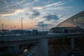 Dramatic image of Atlanta international airport at sunrise early morning during corona virus