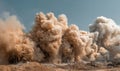 Explosion and Dust Cloud: Construction Site Demolition Royalty Free Stock Photo