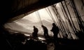 Sailors on Deck in Stormy Seas Royalty Free Stock Photo