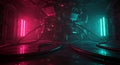 Cyberpunk core machine bathed in neon lights Royalty Free Stock Photo