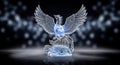 Stunning crystal phoenix statue with blue glow Royalty Free Stock Photo