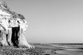 Dramatic image of lack and white landscape of the coast