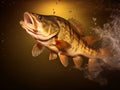 Thrilling Capture of a Largemouth Bass Majestically Leaping Above Water! Royalty Free Stock Photo