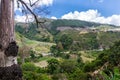Dramatic image of mountain countryside of fields and farms in the caribbean, dominican republic.