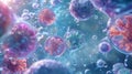 Dramatic image of multiple B and T lymphocytes releasing antibodies and off cells during activation Royalty Free Stock Photo