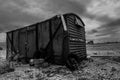 Dramatic image of an old fishing hut