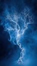 Lightning-Struck Tree Formed by Smoke Lines on Stormy Blue Background Royalty Free Stock Photo