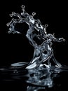 Splashing Liquid Sculpture on Black Background, Ai Generated Royalty Free Stock Photo