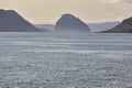 Dramatic island in Faroe archipelago. Atlantic ocean