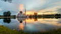 Lakeside mosque sunrise Royalty Free Stock Photo