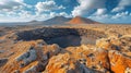 Dramatic Landscape of Caldera Blanca Volcano in Lanzarote Canary Island AI Generated