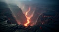 Volcanic Lava Flow in Canyon, Dramatic Landscape, Abstract Royalty Free Stock Photo