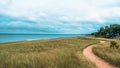 Dramatic landscape of lake michigan dunes and beach in New Buffalo Michigan