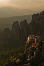 Dramatic landscape of monastery in Meteora Royalty Free Stock Photo