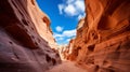 Dramatic landscape of a slot canyon and sky