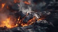 Dramatic Lava On Ground: Rendered In Cinema4d With Soft Edges And Blurred Details