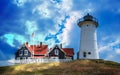 Dramatic light floods the Nobska lighthouse in Cape Cod