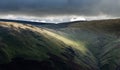 Dramatic Light over Mountain Ridge in Lake District Royalty Free Stock Photo