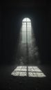 Dramatic Light Rays Through Arched Window Royalty Free Stock Photo